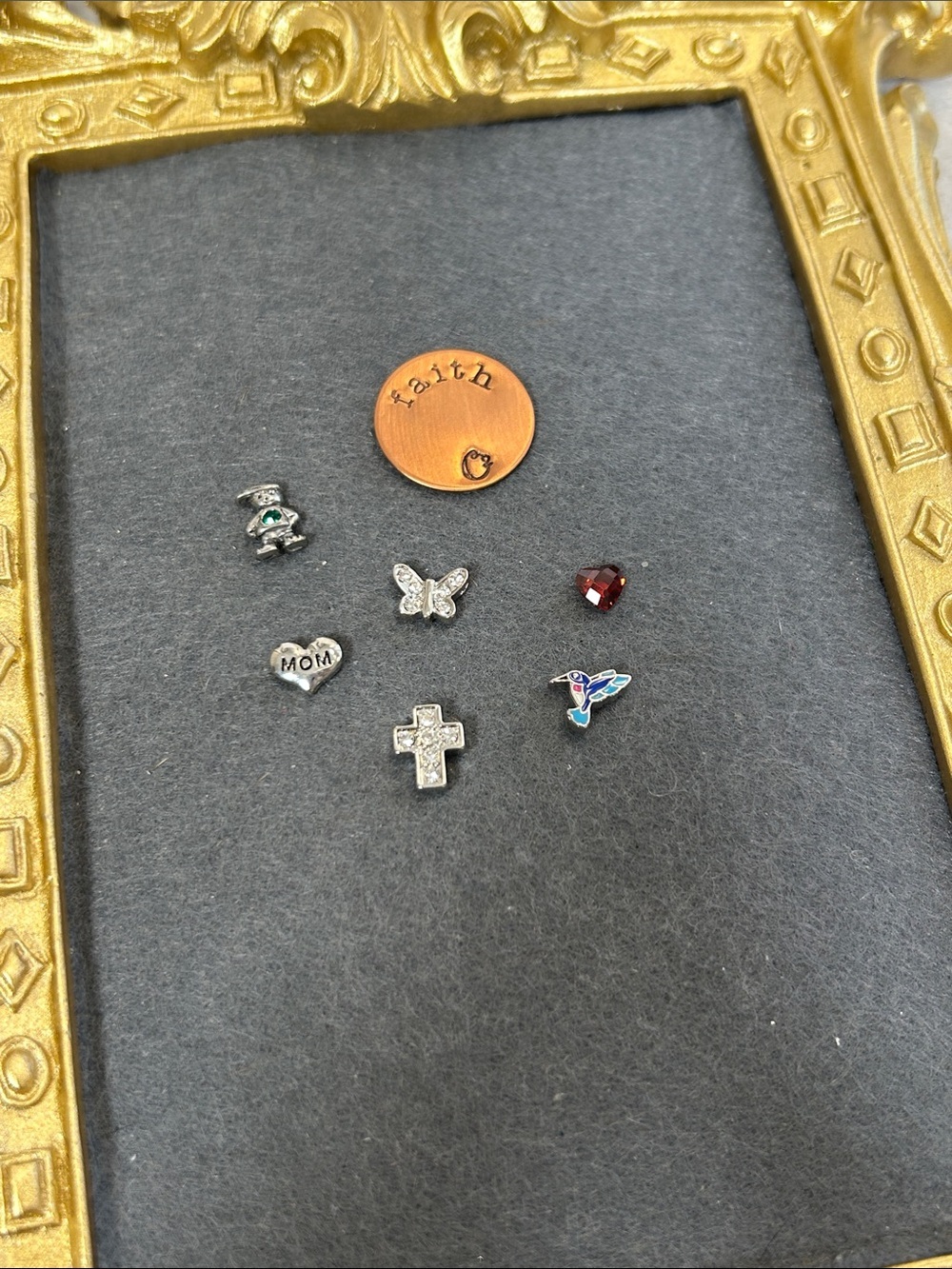 Bundle of Origami Owl Charms with Faith Disk, Cross, Butterfly & Hummingbird